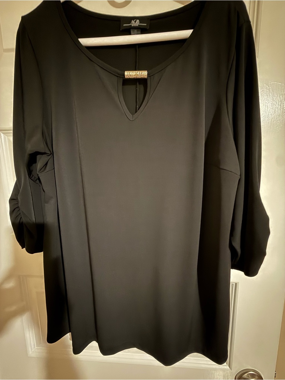 Black Tunic Top with Gold Neck Bar